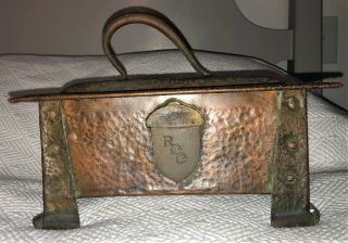 Antique Ca.  1910 Large Hammered Copper Box Arts & Crafts Mission Roycroft Stickly