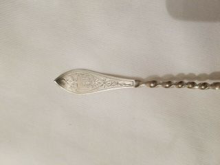 Vintage Norwegian Engraved Demitasse 830S Silver Spoon Twisted Handle 2