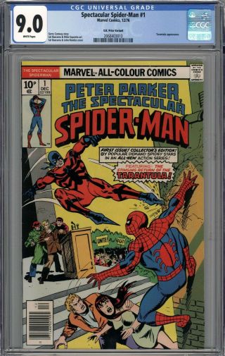 Spectacular Spider - Man 1 Rare U.  K.  Price Variant Cgc 9.  0 Vf/nm White Pages