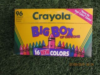 Very Rare 96 Crayola Big Box Of Crayons Built In Sharpener “16 Colors”