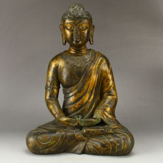 Vintage Chinese Gilt Gold Bronze Buddha Statue