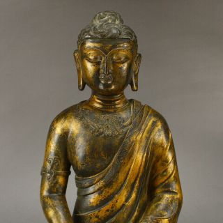 Vintage Chinese Gilt Gold Bronze Buddha Statue 2