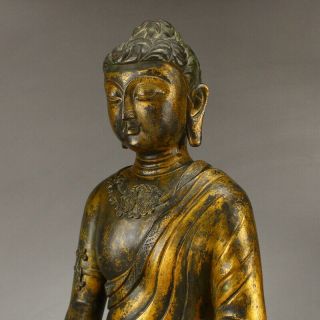 Vintage Chinese Gilt Gold Bronze Buddha Statue 3