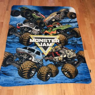 Rare Hot Wheels Monster Jam Throw Blanket - Awesome 6 Truck Graphic - 48”x60”