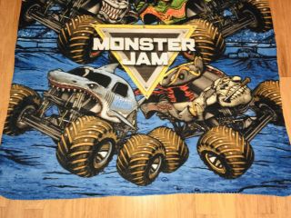 Rare Hot Wheels Monster Jam Throw Blanket - Awesome 6 Truck Graphic - 48”x60” 2