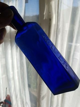 Rare Early Cobalt Blue Medicine " Maver " Serif Embossing