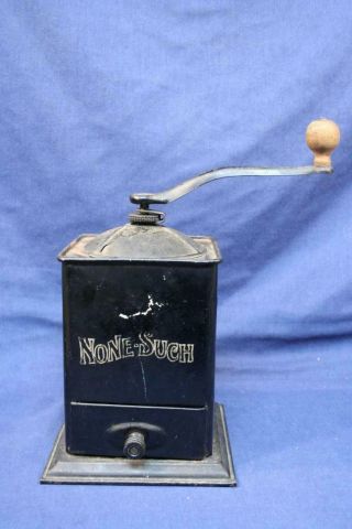 Antique None - Such Tin Coffee Grinder Mill W/ Wood Knobs Bronson - Walton Co.