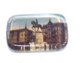 Rare Vintage Glass Paperweight Picture Of Stettin Germany W/ Kaiser Wilhelm I