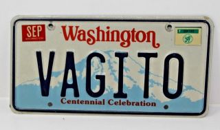 Vintage Washington Personalized Vanity License Plate Vagito Rare 1989 Tab