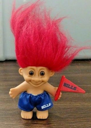Rare Vintage Buffalo Bills Troll 4 " Inch Rare Vintage Doll W/ Red Hair Kids Toy