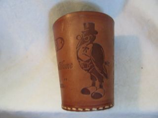 Vintage Rare Old Crow Bourbon Whiskey Leather Dice Shaker