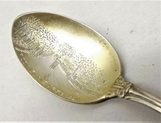 Antique Sterling Silver Rock Island Arsenal Souvenir Spoon Illinois Vtg Ornate