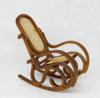 Vintage Cane Back Rocking Chair Dollhouse Miniature 1:12
