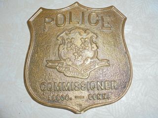 Police Commissioner Assoc.  Connecticut Cast Brass/bronze Plaque Rare Old