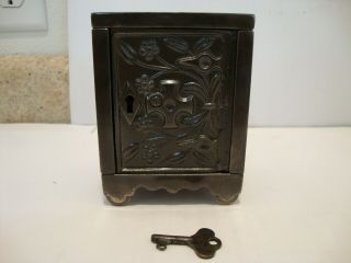 Antique 1897 J&e Stevens Key Lock Safe No.  50 Cast Iron Still Bank Vintage Rare