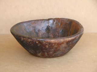 Old Antique Primitive Wooden Hand Carved Meal Bowl Country Trencher Rustic 19th