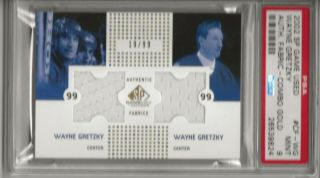 Rare Wayne Gretzky 2002 Sp Game Authentic Fabrics Gold Combo Cfwg /99 Psa 9