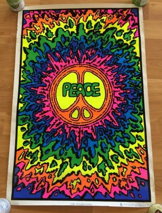 Vintage 1990’s Peace Blacklight Velvet Poster