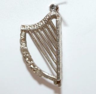 Rare Large Celtic Harp Vintage Sterling Silver Charm Pendant,  Irish Hallmarks 2