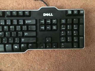 Dell Keyboard,  USB,  Model SK - 8115 104 - key Black Wired Keyboard Rare Silver Trim 3