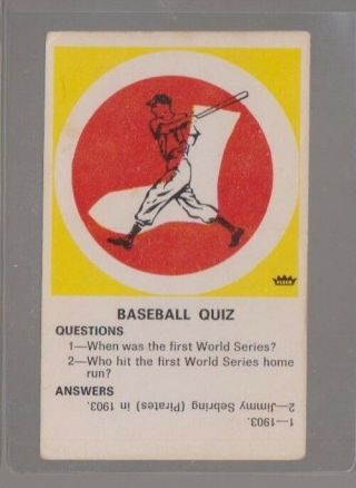 1970 Fleer Baseball Quiz Chicago White Sox - Rare Oversized Oddball - Ex -