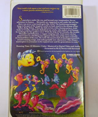 The Little Mermaid Rare Banned Cover Art Disney Black Diamond Classic VHS GUC 3