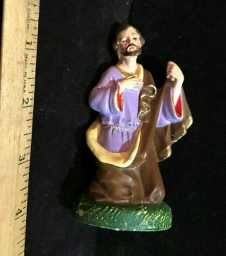 Antique/vintage Joseph Chalk Ware Nativity Piece Made In Italy 4.  25 " High