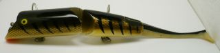 Vintage Muskie Fishing Lure,  Fred Arbogast Ac Plug,  Gold Scale Black Back 9 1/2 "