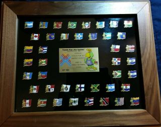 Box Framed 10th Pan Am Games Official Collector Pin Set Series 3 L.  E.  Rare