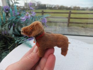 Vintage Antique Miniature German Fur Toy Dachshund Dog Tag Bear Sausage