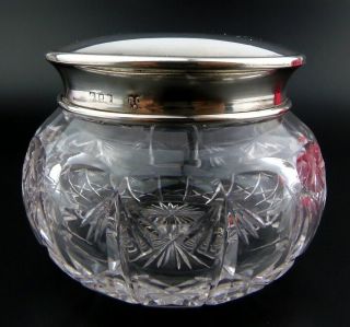 William Comyns & Sons Ltd / Richard Comyns - Silver Lid Cut Glass Trinket Bowl
