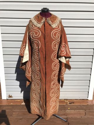 Antique Odd Fellows Past Grand Orange Velvet Robe Ioof Embroidered Costume