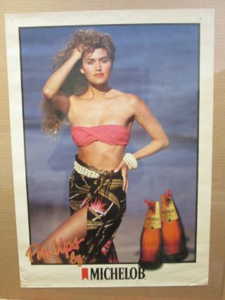 Vintage 1986 Michelob Beer Hot Girl Poster 8746