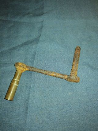 Antique Georgian /victorian Iron & Brass Grandfather Clock Key.  3/16 " Square.