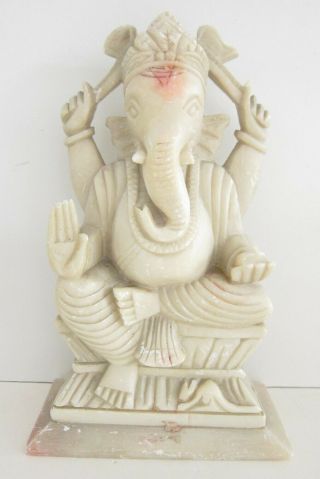 Ganesh With Mouse Anindya Vintage Hand Carved Stone Hindu Statue Sculpture 8 "