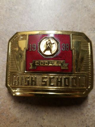 Cooley High School 1938 Gold Belt Buckle With Boxing Logo Fantastic Shape Rare