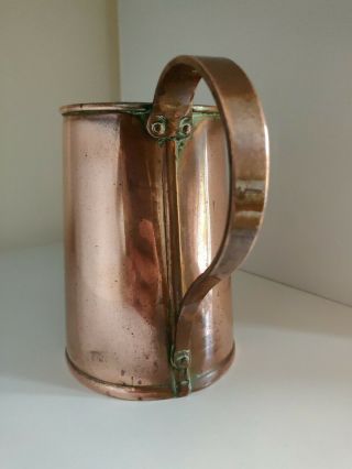 Antique/Vintage Copper Tankard - Vase Florist Prop Wedding Christmas - 13cm high 2
