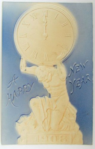 Antique 1907 Happy Year Embossed Postcard Sent To Lancaster Pa