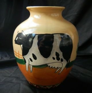Very Unusual Vintage Ceramic Cow Vase - Made In China 15cm