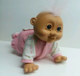Rare 10” Russ Berrie Troll Doll Baby Giggles Crawling Vingage Collectible 1980s