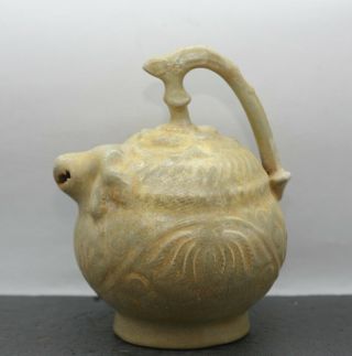 Unusual Antique Chinese Longquan Drip Glaze Incised Ceramic Water Vessel C1900s