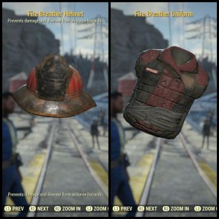 Fallout 76 Ps4 - Responders Fire Breathers Fireman Uniform Complete 2/2 Rare