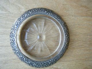 Vintage Botticelli Flowers Frank M Whiting Sterling Silver Glass Coaster