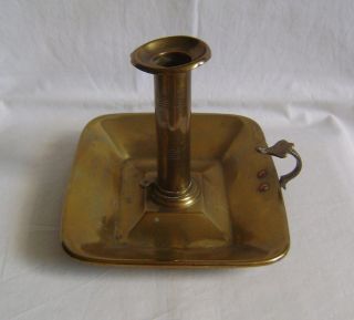 Antique C19th Rectangular Brass Chamber Candle Stick: