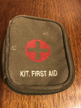 Vintage Military Medic First Aid Kit Canvas Bag W Logo Rothco Rare