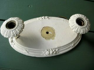 Vtg Antique Double Socket Painted Brass Ceiling Light Victorian 14 " Long Oval