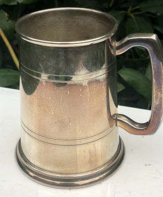 Silver Plated On Copper Vintage Barrel Design Mug Cup Tankard Drinking Vessel