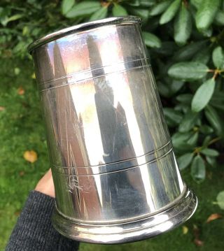 Silver Plated On Copper Vintage Barrel Design Mug Cup Tankard Drinking Vessel 3
