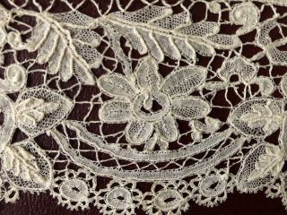 19th C.  Duchesse bobbin lace classic floral scrolls raised work SEW CRAFT COLLEC 3