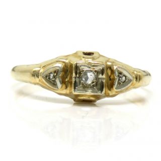 Nyjewel Estate Antique 14k Two Tone Gold Rose Cut Diamond Heart Ring Size 5.  75